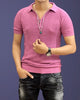 Linned Knitted Half Sleeve T-Shirt - Pink