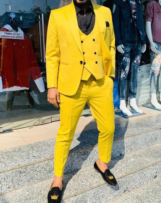 Vegas Twill Plain Microfibre Suit Yellow - Ambassador Collection