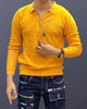 New Knitted Full Sleeve Zipped T-Shirt - Yellow