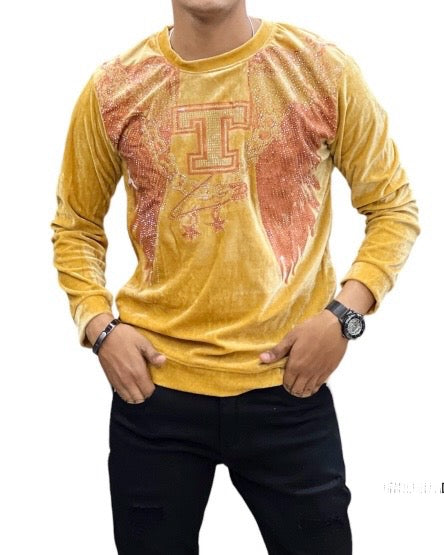 T Pattern Velvet Imp T-Shirt - Yellow