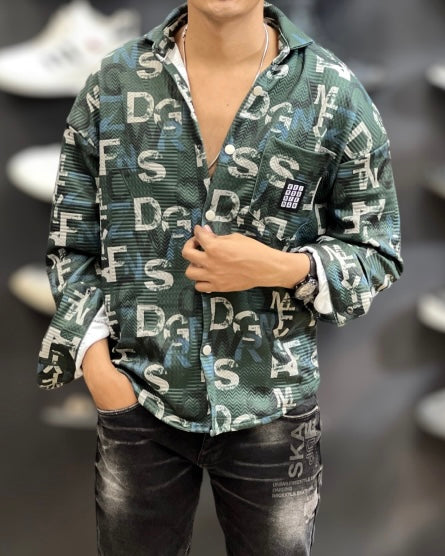 DG Letters Print Imported Shirt - Green