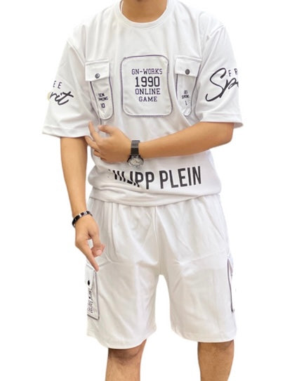 Zip Pocket Cord Shorts Set - Combo - revolvefashion07