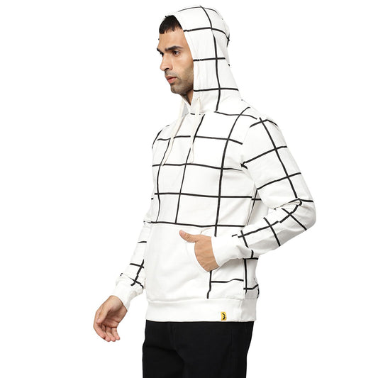 Campus Sutra Cotton Checkered Full Sleeves Regular Fit Hoodie