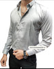 Plain Satin Shirt - Light Grey - revolvefashion07