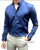 Plain Satin Shirt - Navy Blue - revolvefashion07